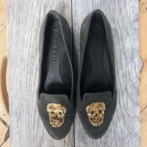 Alexander McQueen Olive Skull Flat